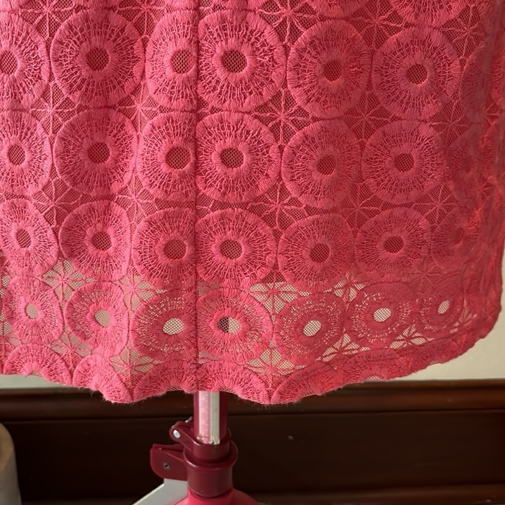 Banana Republic dress midi Sweet Peach Coral Eyelet circle pattern   EUC  Size 4 - Picture 10 of 11